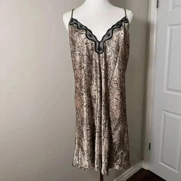Vintage Avon Women's  Brown Snake Python Lace Chemise 1X Slip Dress Lingerie - Picture 2 of 6